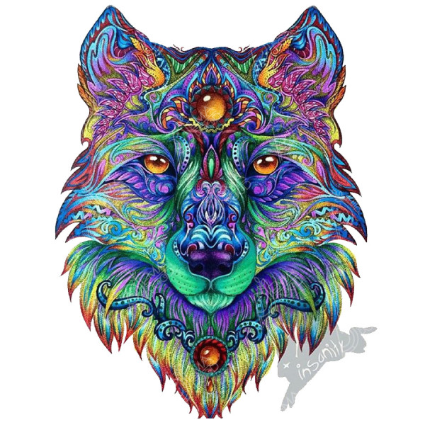 Teemant mosaiik "Mystic Wolf" 40x50 cm